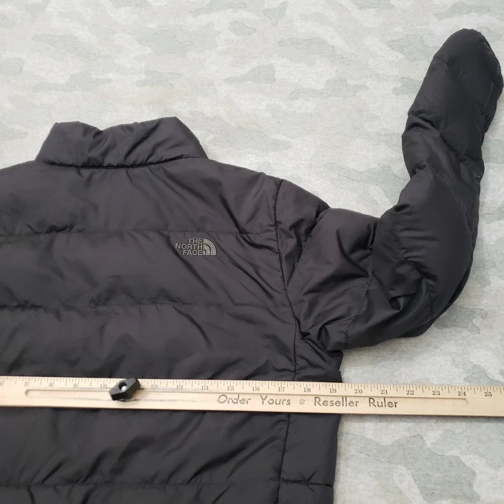 North Face Puffer Jacket Boys Large Black Goose Down 550 Outdoors Hiking Camp